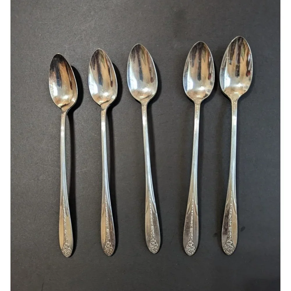 National Silver Co Princess Royal Iced tea spoons silver-plate 1930  7 inch  set